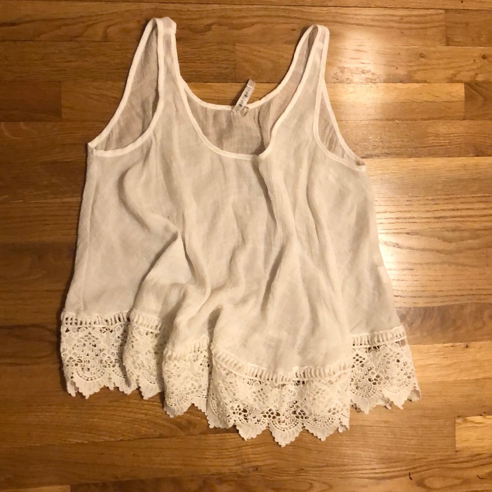 White Flowy Tank Top with lace trim